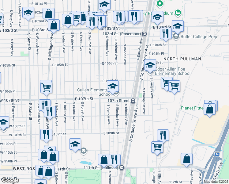 map of restaurants, bars, coffee shops, grocery stores, and more near in Chicago