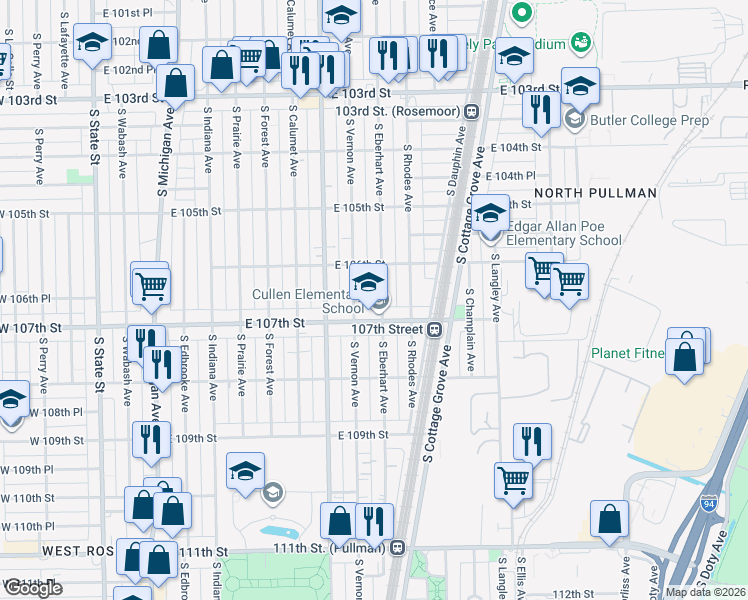 map of restaurants, bars, coffee shops, grocery stores, and more near in Chicago