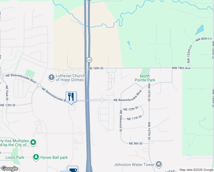 map of restaurants, bars, coffee shops, grocery stores, and more near 2150 Northeast 18th Street in Grimes
