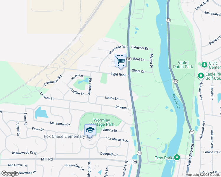 map of restaurants, bars, coffee shops, grocery stores, and more near 2000 Light Road in Oswego