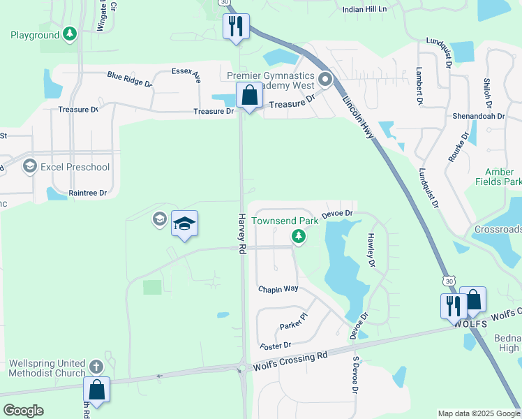 map of restaurants, bars, coffee shops, grocery stores, and more near 129 Chapin Way in Oswego