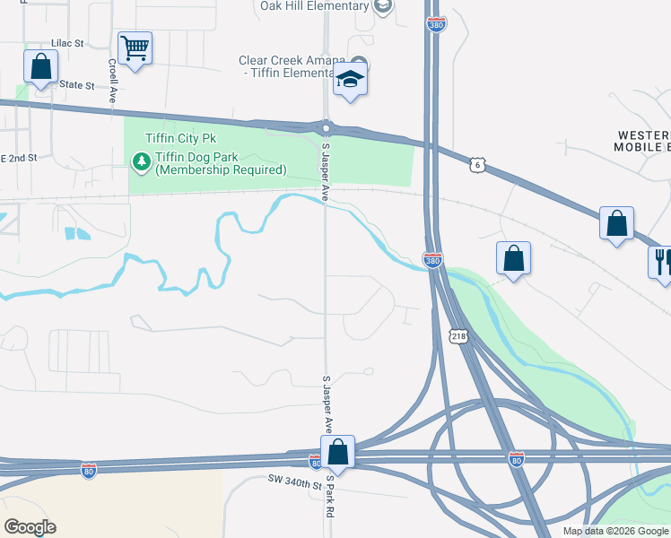 map of restaurants, bars, coffee shops, grocery stores, and more near 3232 Jasper Avenue Northwest in Iowa City