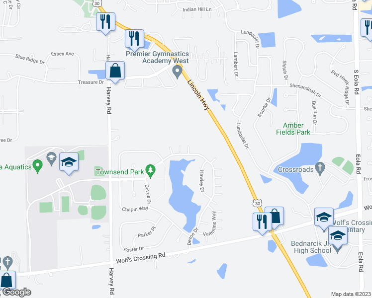 map of restaurants, bars, coffee shops, grocery stores, and more near 333 Devoe Drive in Oswego