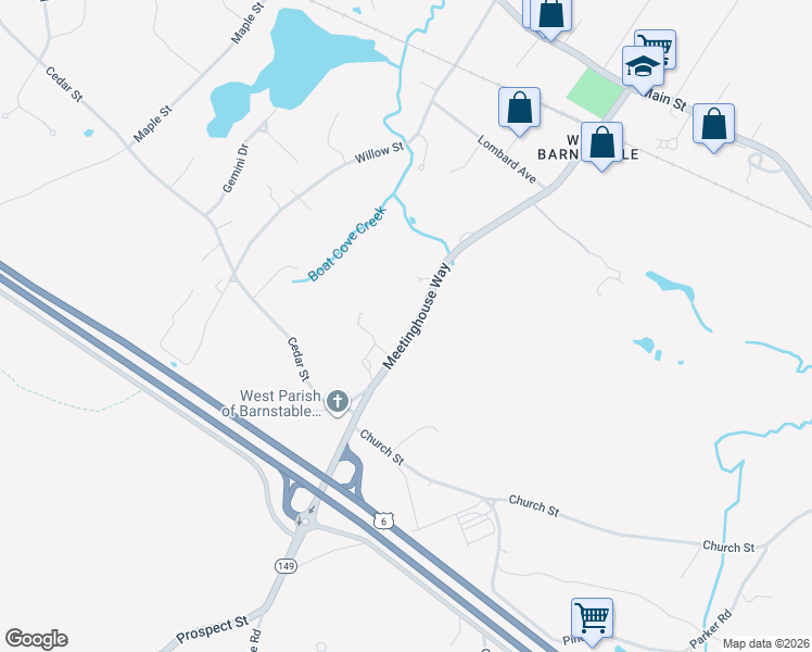 map of restaurants, bars, coffee shops, grocery stores, and more near 2175 Meetinghouse Way in Barnstable