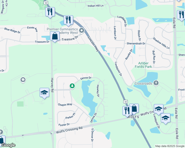 map of restaurants, bars, coffee shops, grocery stores, and more near 333 Devoe Drive in Oswego