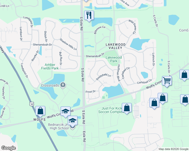 map of restaurants, bars, coffee shops, grocery stores, and more near 2804 Imperial Valley Trail in Aurora
