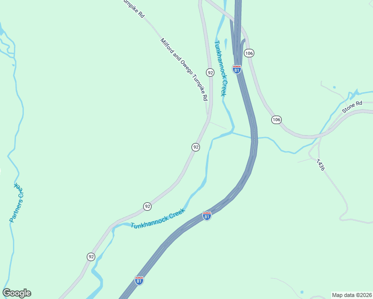 map of restaurants, bars, coffee shops, grocery stores, and more near 5206 Pennsylvania 92 in Susquehanna County