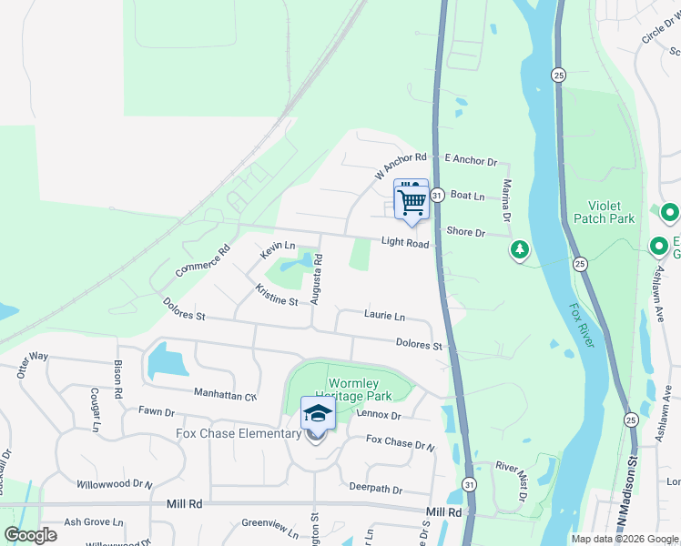 map of restaurants, bars, coffee shops, grocery stores, and more near 1800 Light Road in Oswego