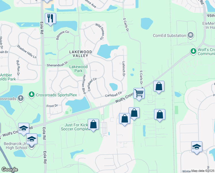 map of restaurants, bars, coffee shops, grocery stores, and more near 2805 Yosemite Drive in Aurora