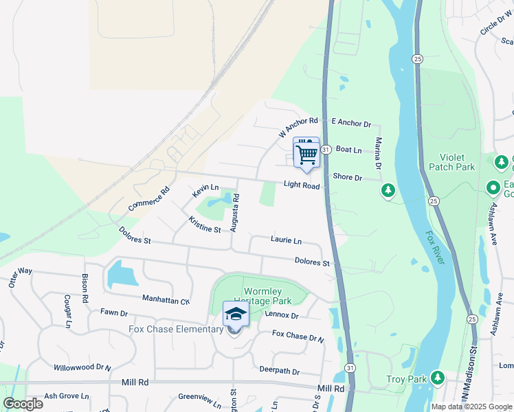map of restaurants, bars, coffee shops, grocery stores, and more near 1800 Light Road in Oswego