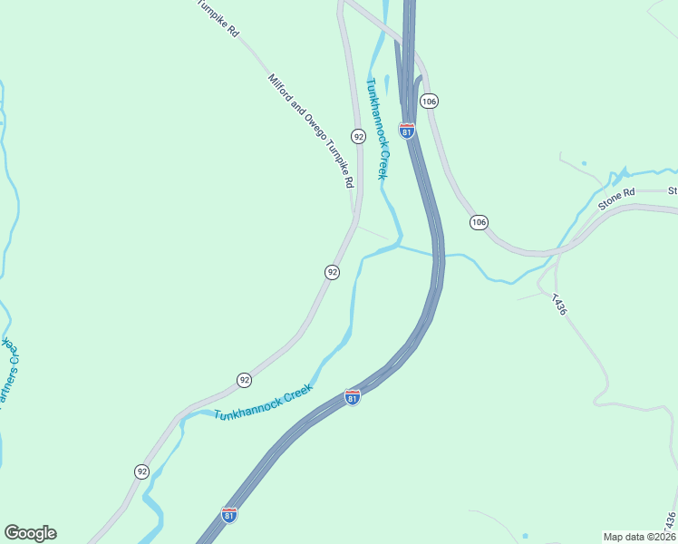 map of restaurants, bars, coffee shops, grocery stores, and more near 5206 Pennsylvania 92 in Susquehanna County