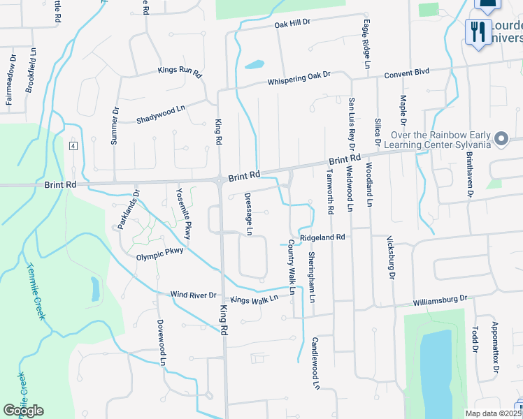 map of restaurants, bars, coffee shops, grocery stores, and more near 7356 Caracole Court in Sylvania