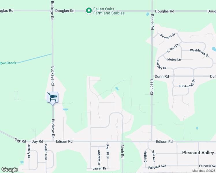 map of restaurants, bars, coffee shops, grocery stores, and more near 54655 Birch Road in Osceola