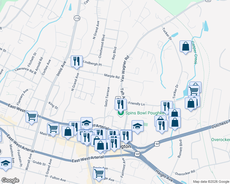 map of restaurants, bars, coffee shops, grocery stores, and more near 81 Van Wagner Road in Arlington