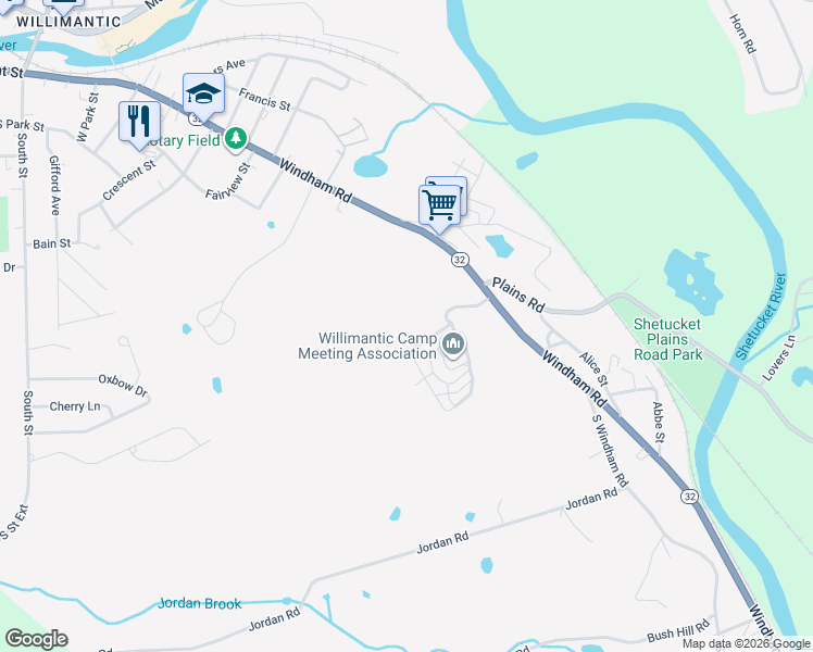 map of restaurants, bars, coffee shops, grocery stores, and more near 10 Mystic Avenue in Windham