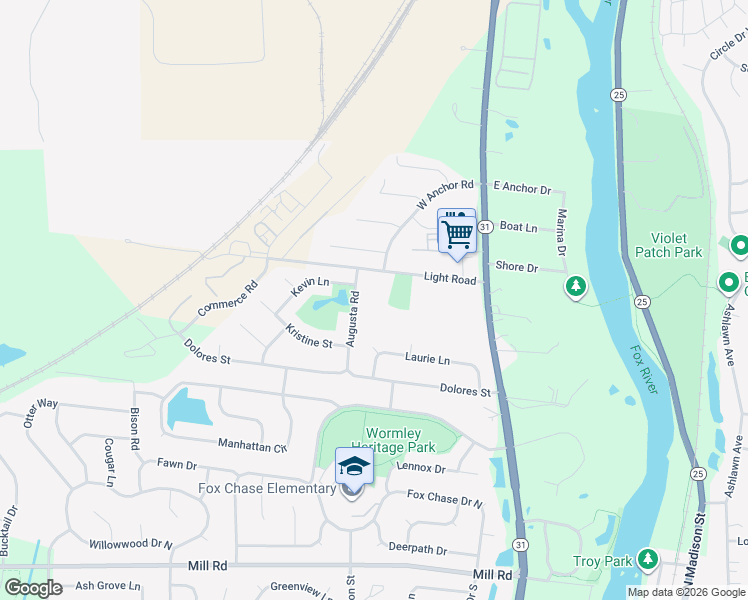 map of restaurants, bars, coffee shops, grocery stores, and more near 1800 Light Road in Oswego