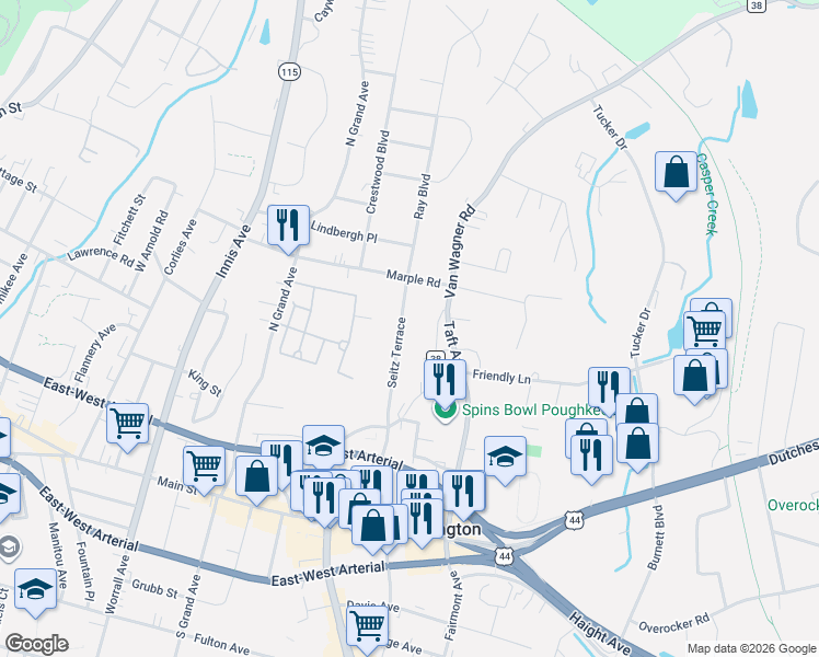 map of restaurants, bars, coffee shops, grocery stores, and more near 81 Van Wagner Road in Arlington