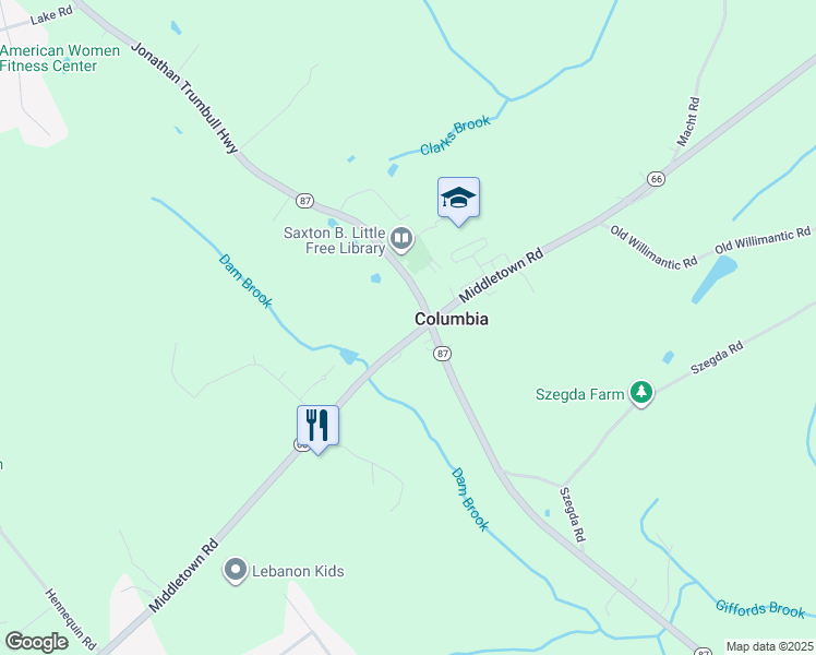 map of restaurants, bars, coffee shops, grocery stores, and more near 182 Middletown Road in Columbia