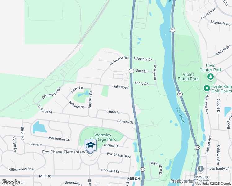 map of restaurants, bars, coffee shops, grocery stores, and more near 2700 Light Road in Oswego