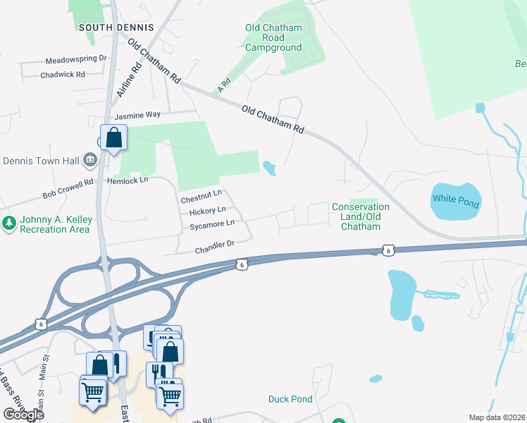map of restaurants, bars, coffee shops, grocery stores, and more near 13 Frank Doyle Road in Dennis