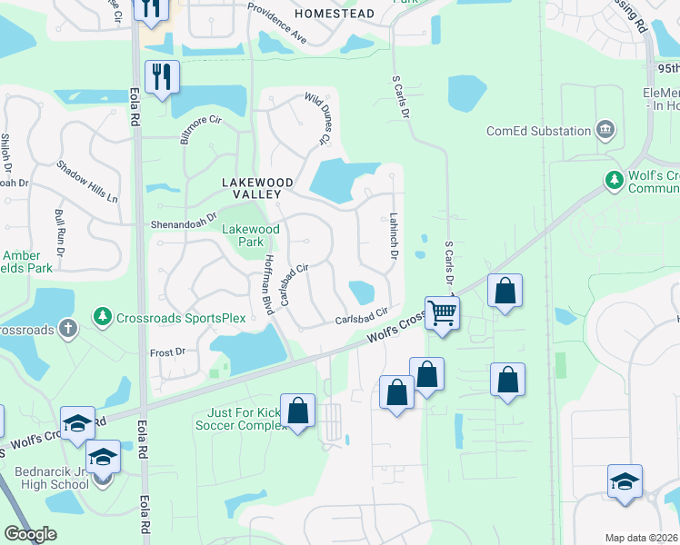 map of restaurants, bars, coffee shops, grocery stores, and more near 2805 Yosemite Drive in Aurora