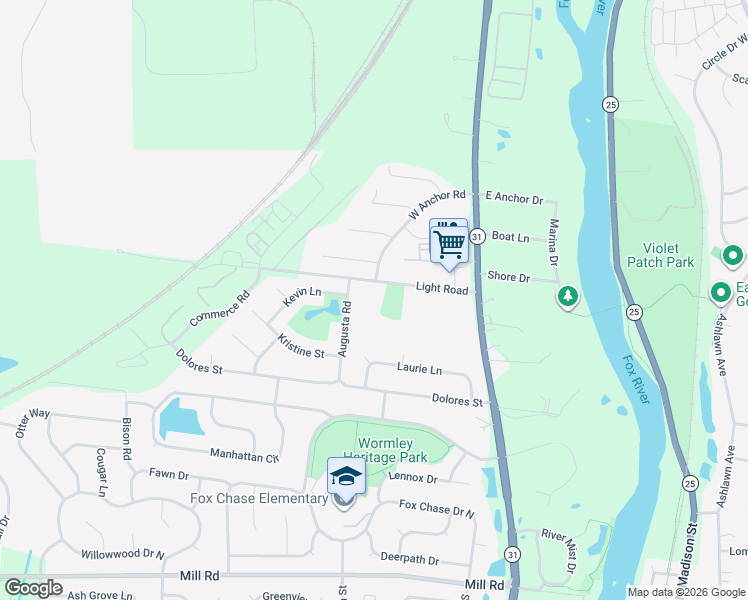 map of restaurants, bars, coffee shops, grocery stores, and more near 1800 Light Road in Oswego