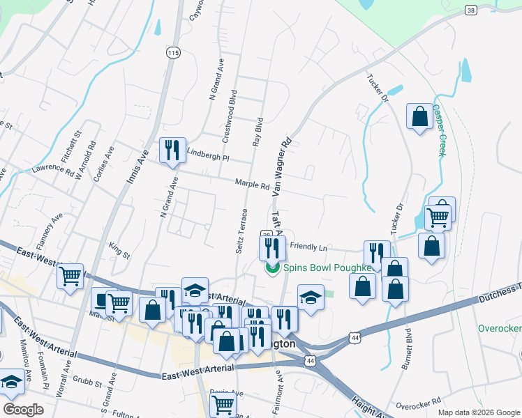 map of restaurants, bars, coffee shops, grocery stores, and more near 81 Van Wagner Road in Arlington
