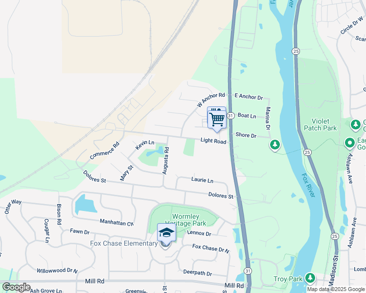 map of restaurants, bars, coffee shops, grocery stores, and more near 1800 Light Road in Oswego
