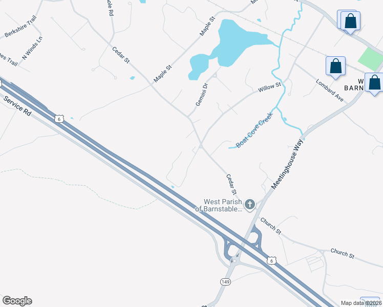 map of restaurants, bars, coffee shops, grocery stores, and more near 449 Willow Street in Barnstable