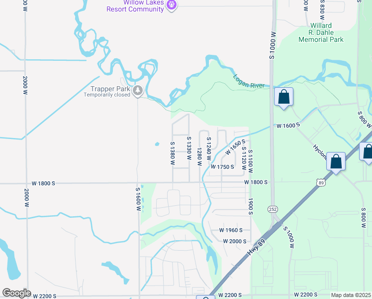 map of restaurants, bars, coffee shops, grocery stores, and more near 1681 South 1330 West in Logan