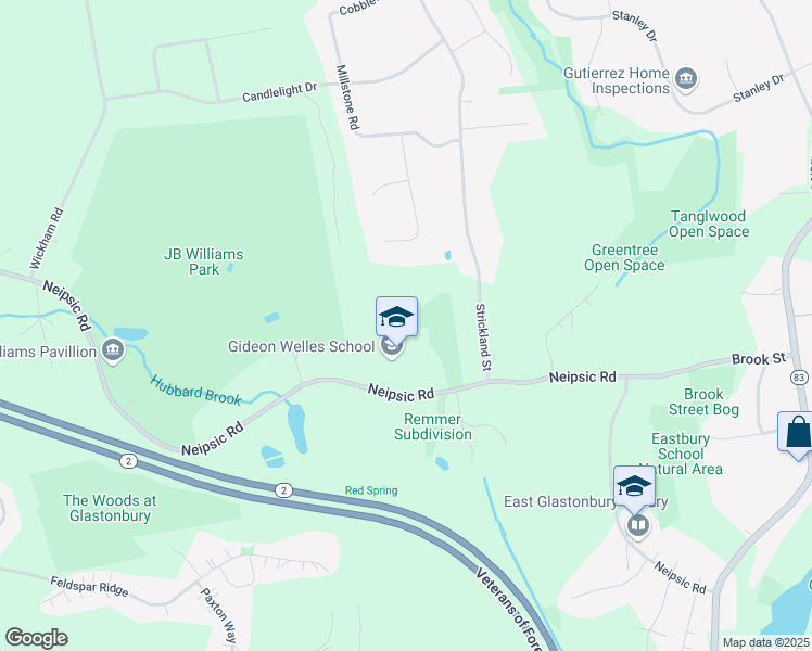 map of restaurants, bars, coffee shops, grocery stores, and more near 1029 Neipsic Road in Glastonbury