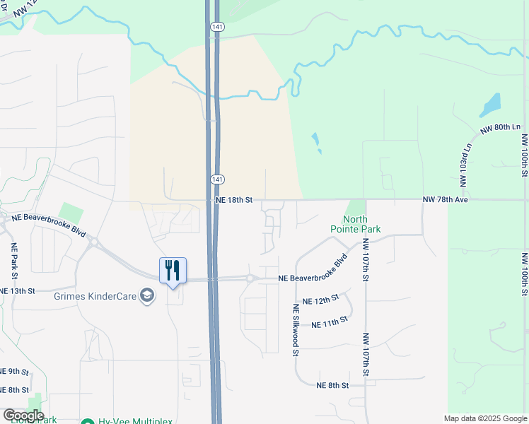 map of restaurants, bars, coffee shops, grocery stores, and more near 2150 Northeast 18th Street in Grimes