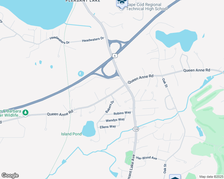 map of restaurants, bars, coffee shops, grocery stores, and more near 424 Queen Anne Road in Harwich