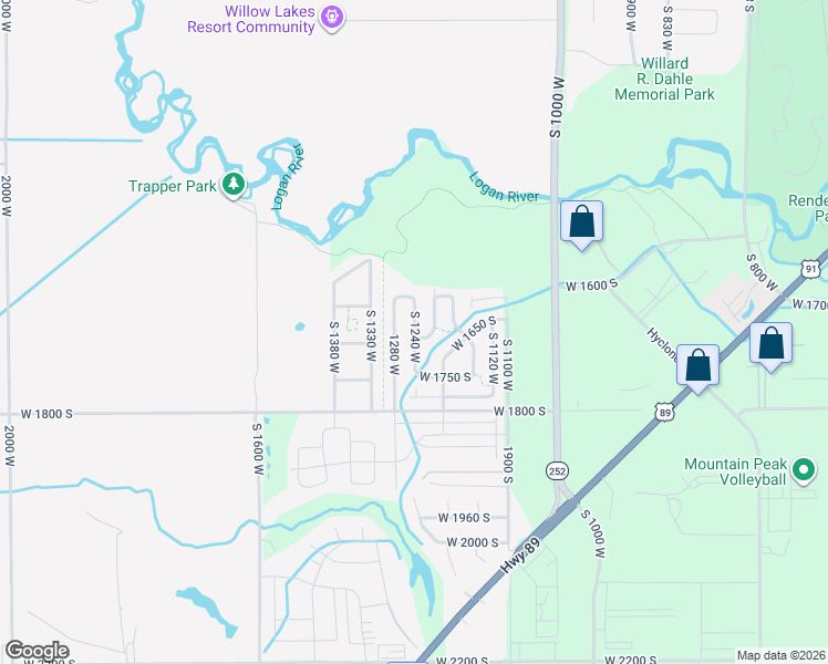 map of restaurants, bars, coffee shops, grocery stores, and more near 1240 West 575 South in Logan