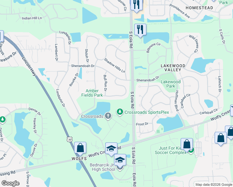 map of restaurants, bars, coffee shops, grocery stores, and more near 2360 Pagosa Springs Drive in Aurora