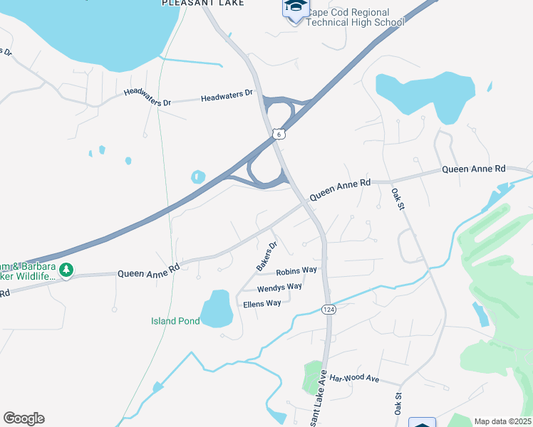 map of restaurants, bars, coffee shops, grocery stores, and more near 424 Queen Anne Road in Harwich