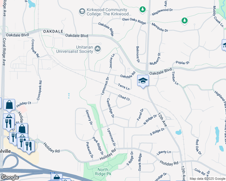 map of restaurants, bars, coffee shops, grocery stores, and more near 2155 Chad Drive in Coralville