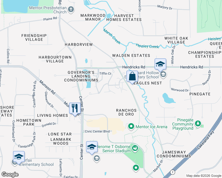 map of restaurants, bars, coffee shops, grocery stores, and more near 6031 Weymouth Drive in Mentor