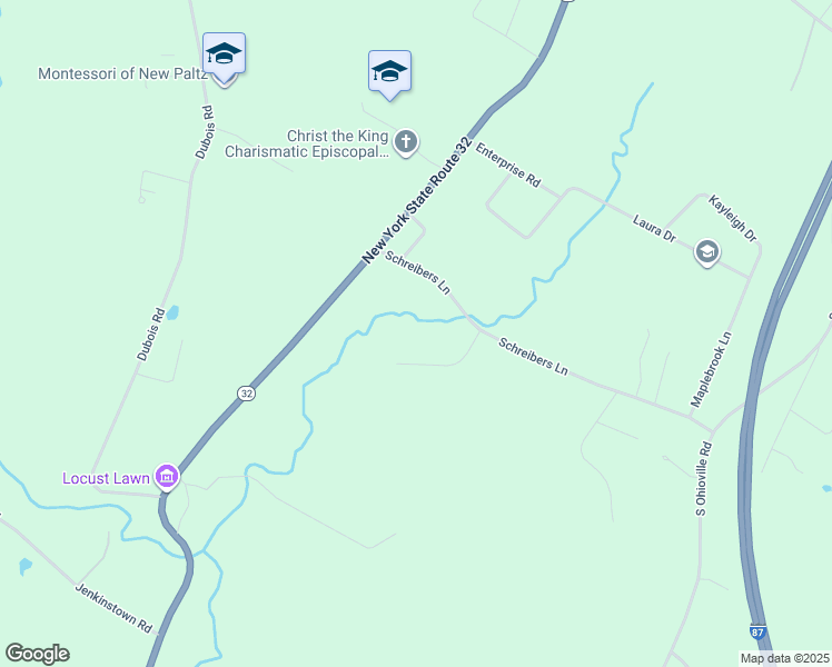 map of restaurants, bars, coffee shops, grocery stores, and more near 16 Deerfield Ln in New Paltz