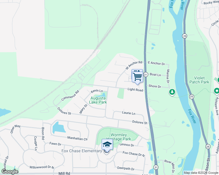 map of restaurants, bars, coffee shops, grocery stores, and more near 11 Shore Court in Oswego