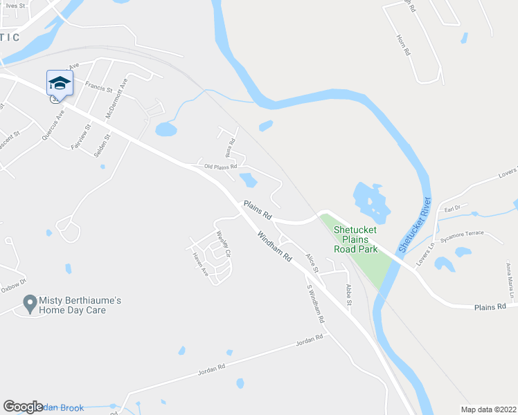 map of restaurants, bars, coffee shops, grocery stores, and more near 388 Plains Road in Windham