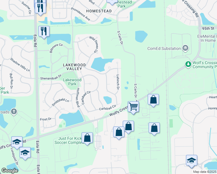 map of restaurants, bars, coffee shops, grocery stores, and more near 2851 Lindgren Court in Aurora
