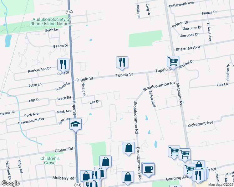 map of restaurants, bars, coffee shops, grocery stores, and more near 40 Brookfarm Drive in Bristol
