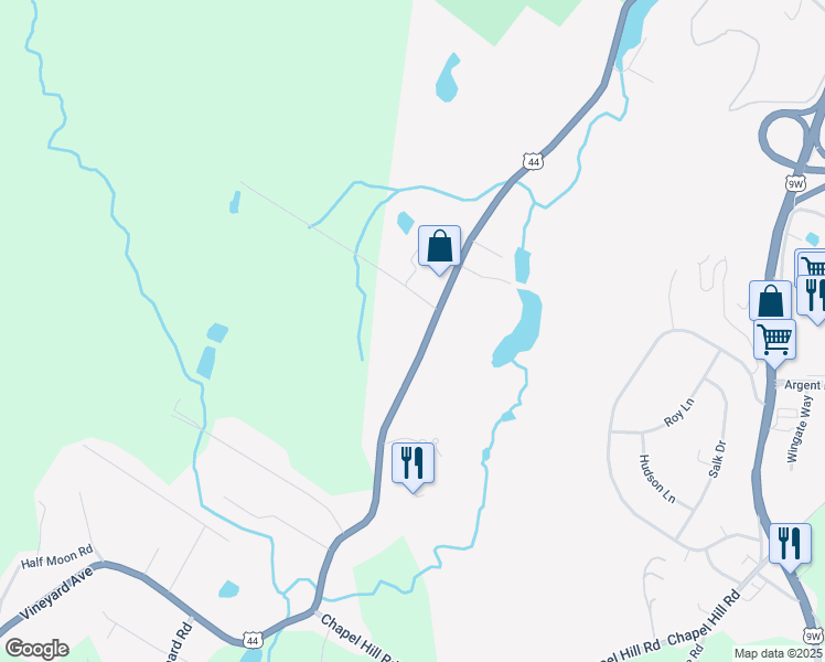 map of restaurants, bars, coffee shops, grocery stores, and more near 273 Vineyard Avenue in Highland