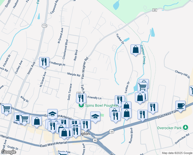 map of restaurants, bars, coffee shops, grocery stores, and more near 83 Marple Road Extension in Arlington