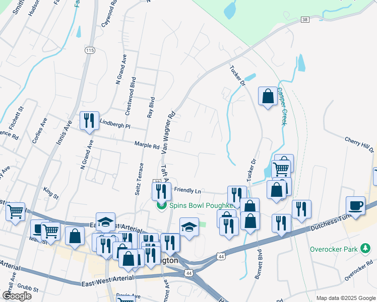 map of restaurants, bars, coffee shops, grocery stores, and more near 83 Marple Road Extension in Arlington