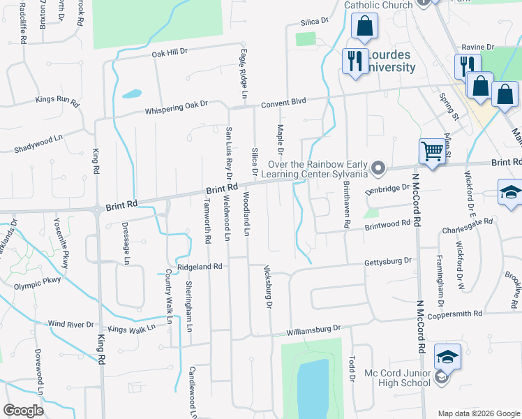 map of restaurants, bars, coffee shops, grocery stores, and more near 4917 Westcliffe Court in Sylvania