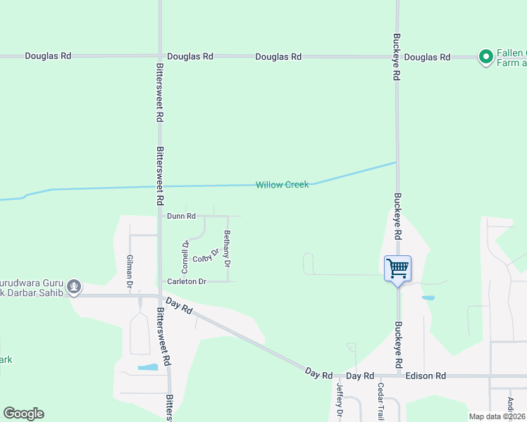 map of restaurants, bars, coffee shops, grocery stores, and more near 12225 Dunn Road in Mishawaka