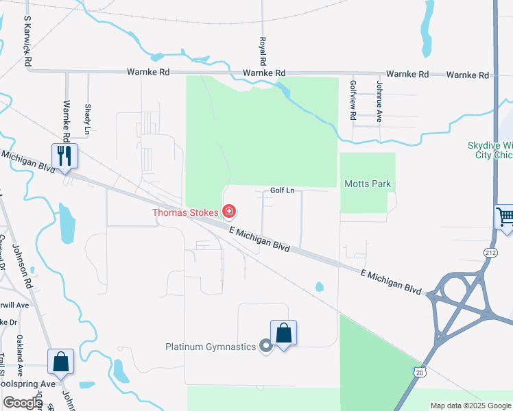 map of restaurants, bars, coffee shops, grocery stores, and more near 122 Rogers Avenue in Michigan City