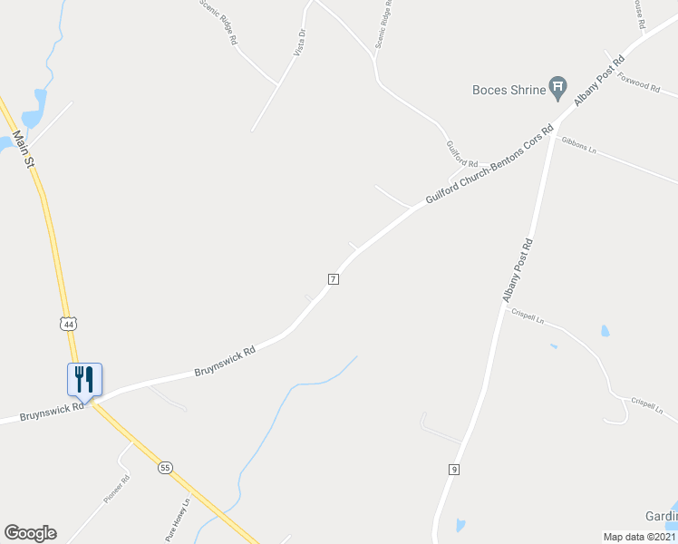 map of restaurants, bars, coffee shops, grocery stores, and more near 99 Guilford Church-Bentons Corners Road in New Paltz